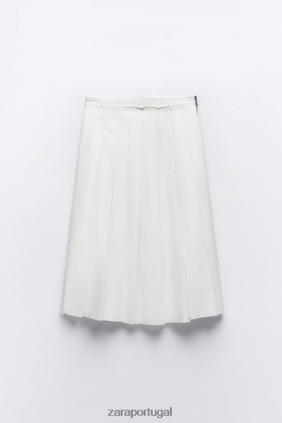 saia midi plissada mulheres Zara cru Z2080L718 roupas