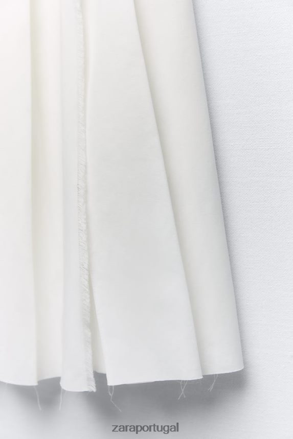 saia midi plissada mulheres Zara cru Z2080L718 roupas