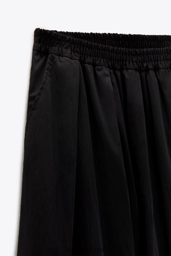 saia midi volumosa mulheres Zara preto Z2080L675 roupas