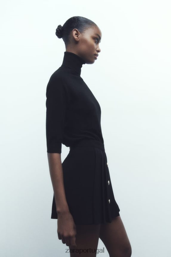 saia plissada mulheres Zara preto Z2080L539 roupas