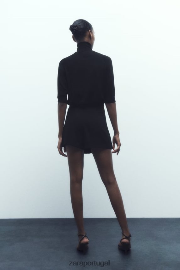 saia plissada mulheres Zara preto Z2080L539 roupas