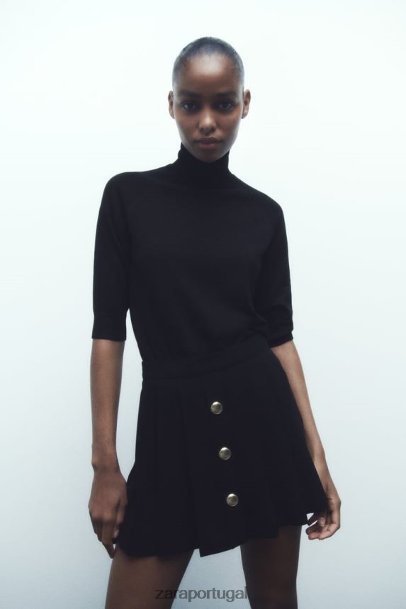 saia plissada mulheres Zara preto Z2080L539 roupas
