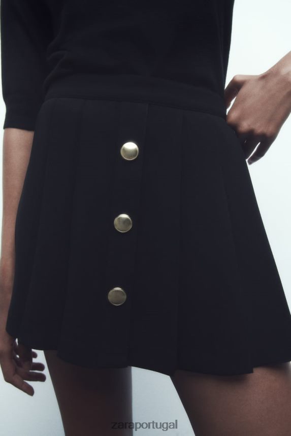 saia plissada mulheres Zara preto Z2080L539 roupas