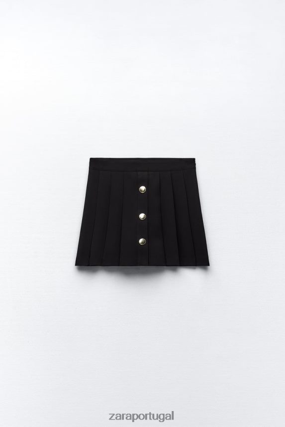 saia plissada mulheres Zara preto Z2080L539 roupas
