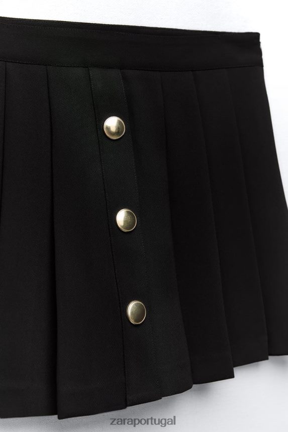 saia plissada mulheres Zara preto Z2080L539 roupas