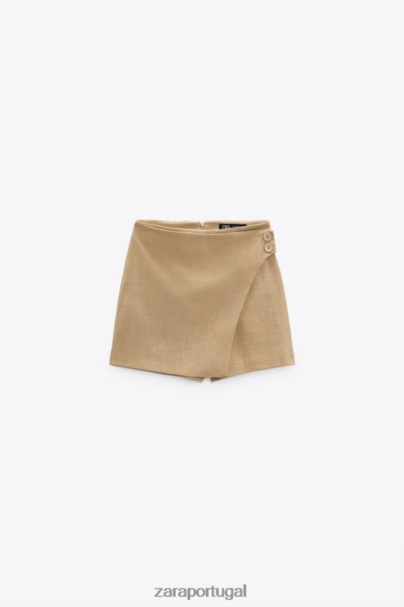 saia rústica crossover mulheres Zara marrom acinzentado Z2080L569 roupas