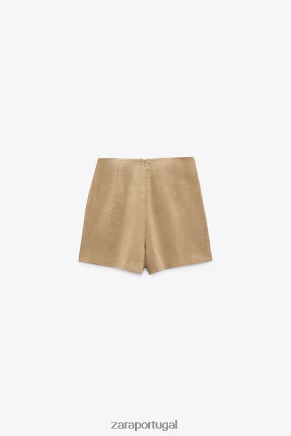 saia rústica crossover mulheres Zara marrom acinzentado Z2080L569 roupas