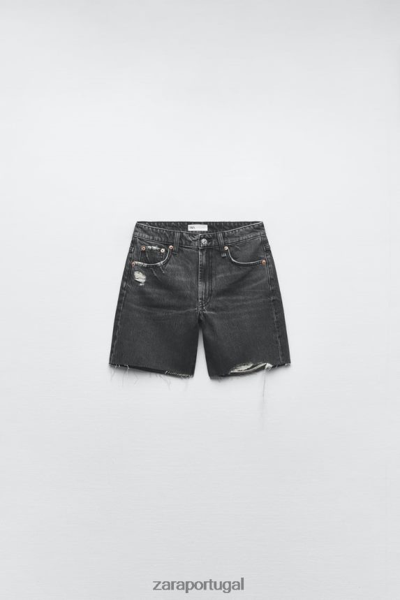 short jeans folgado trf mulheres Zara cinza antracite Z2080L558 roupas