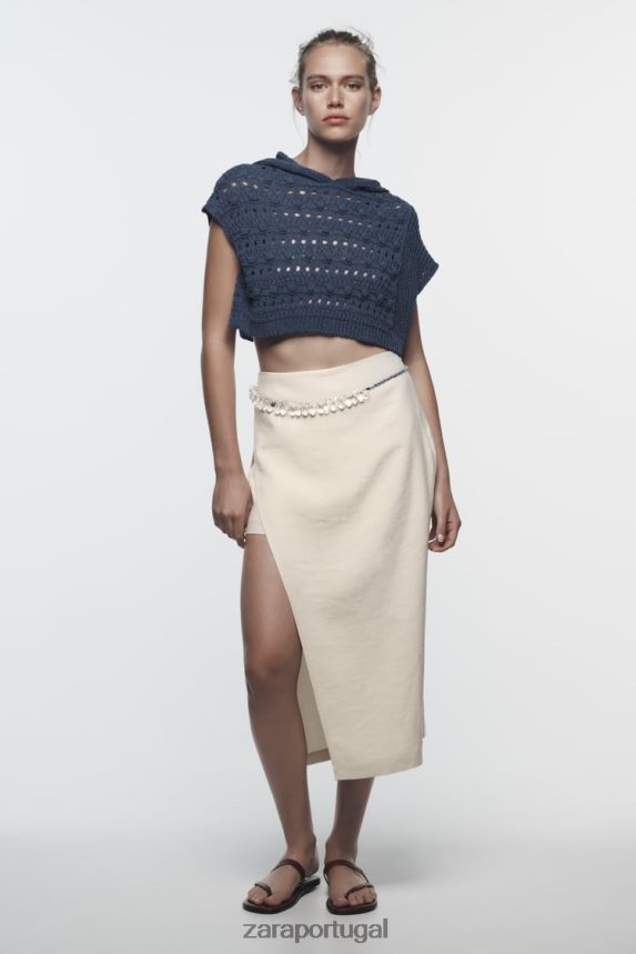 short midi pareo mulheres Zara cru Z2080L624 roupas