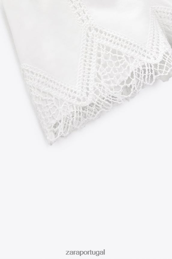 shorts cintura alta em renda guipura mulheres Zara branco Z2080L622 roupas