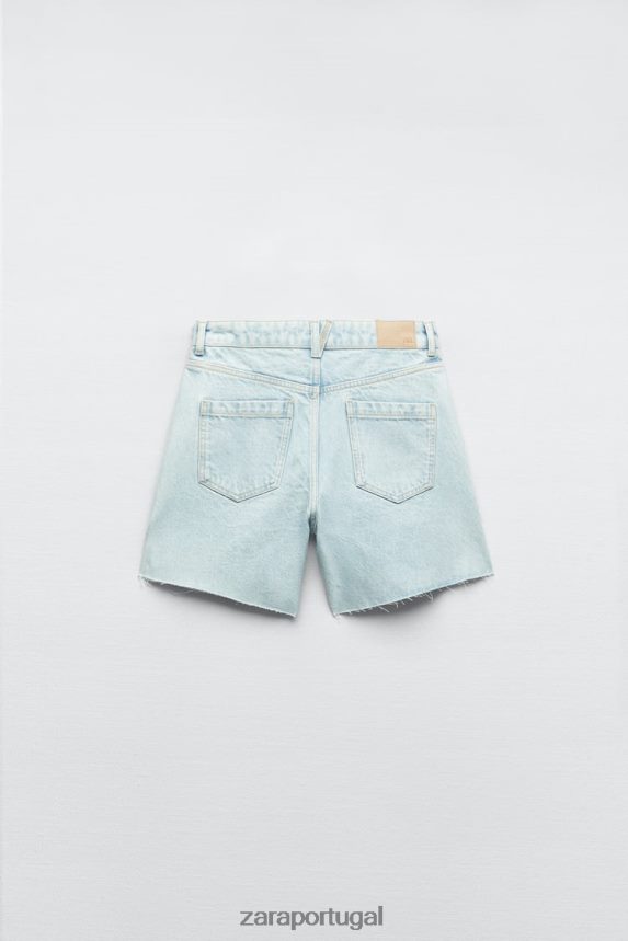 shorts cintura alta z1975 mulheres Zara azul claro Z2080L611 roupas