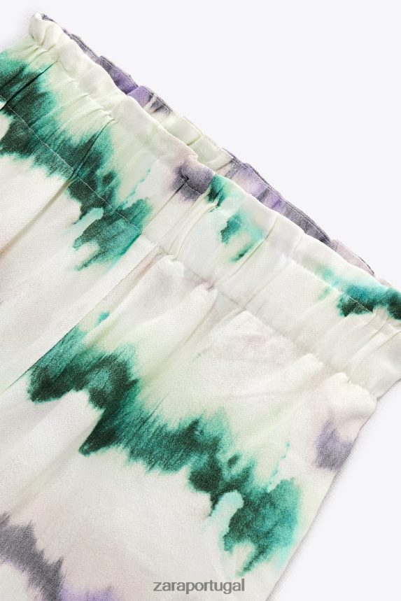 shorts com cintura elástica tie-dye mulheres Zara multicolorido Z2080L568 roupas