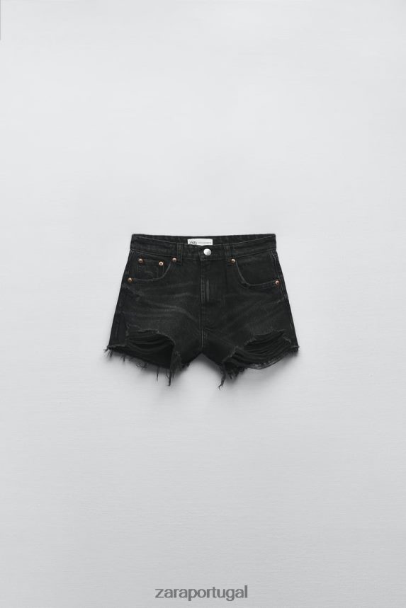 shorts curvados de cintura alta trf mulheres Zara preto Z2080L526 roupas