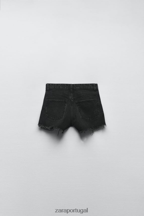 shorts curvados de cintura alta trf mulheres Zara preto Z2080L526 roupas