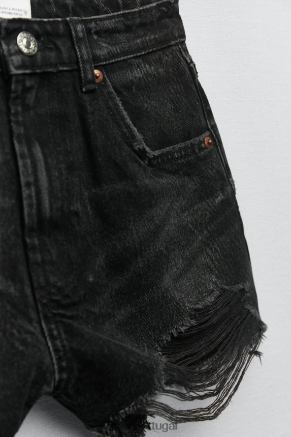 shorts curvados de cintura alta trf mulheres Zara preto Z2080L526 roupas