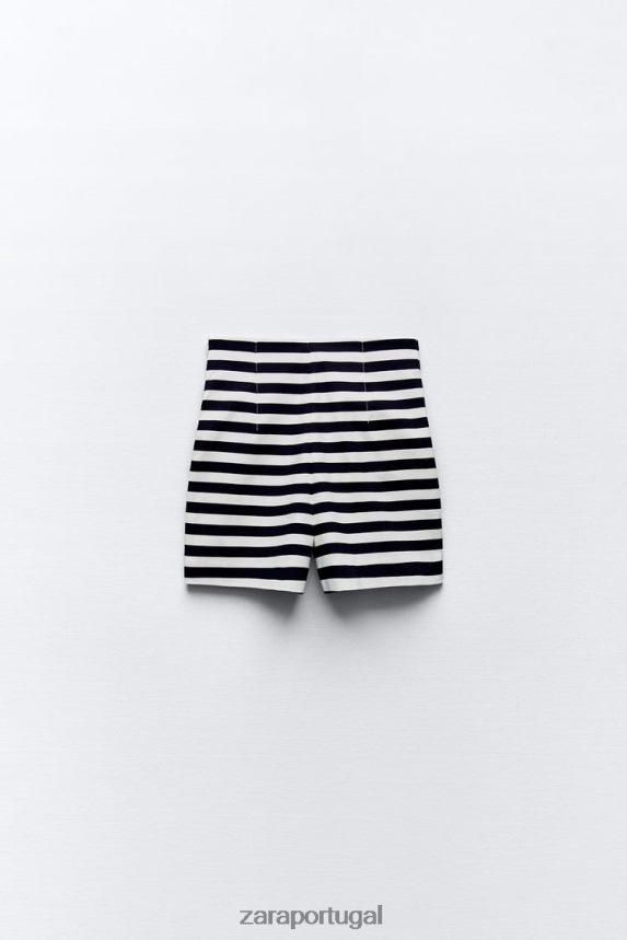 shorts de cintura alta mulheres Zara listrado Z2080L554 roupas
