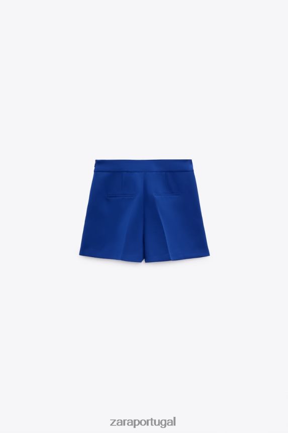 shorts de cintura alta mulheres Zara tinta azul Z2080L581 roupas