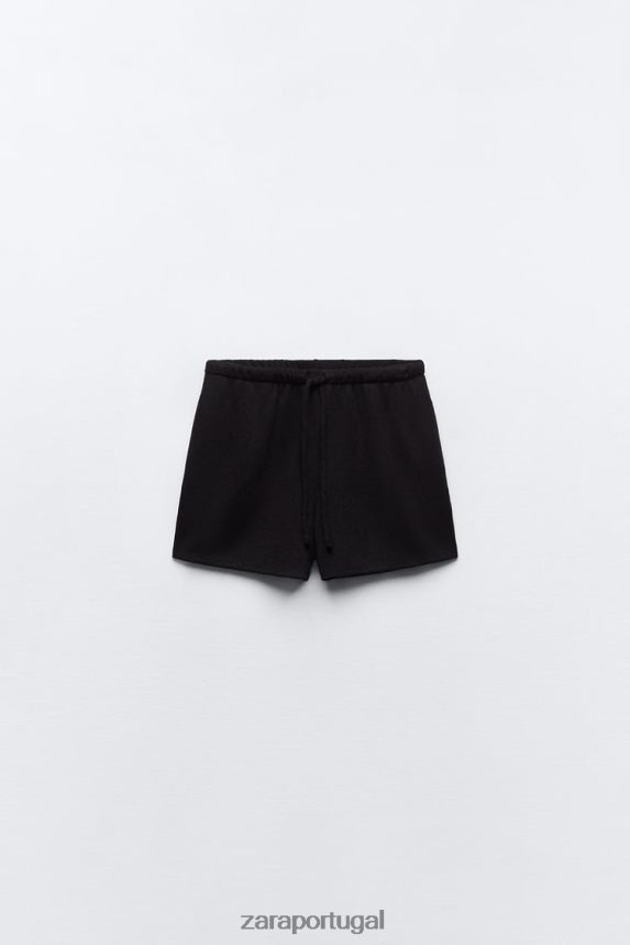 shorts de malha mulheres Zara preto Z2080L606 roupas