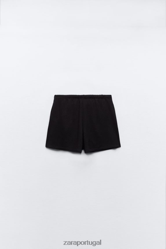 shorts de malha mulheres Zara preto Z2080L606 roupas