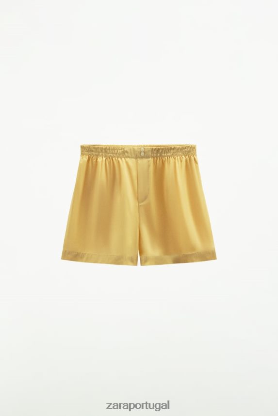 shorts de popeline lavados mulheres Zara baunilha Z2080L629 roupas
