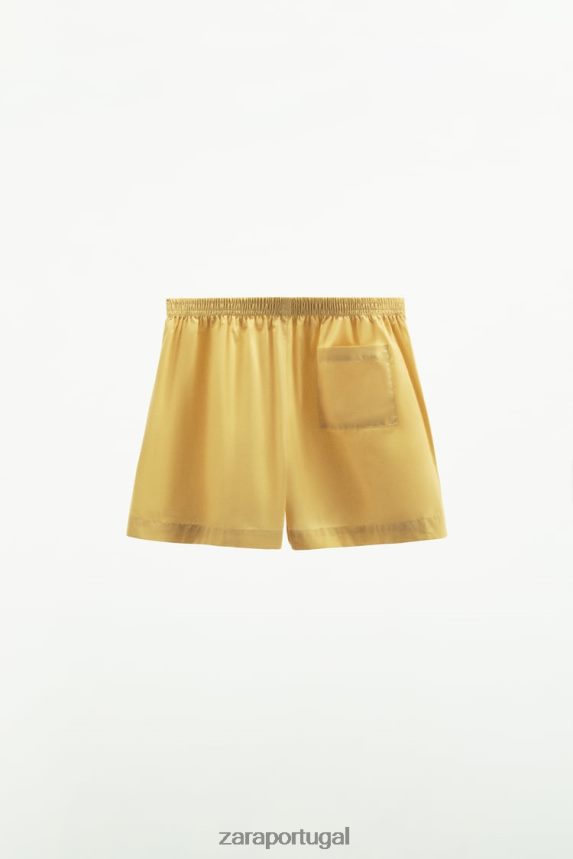 shorts de popeline lavados mulheres Zara baunilha Z2080L629 roupas