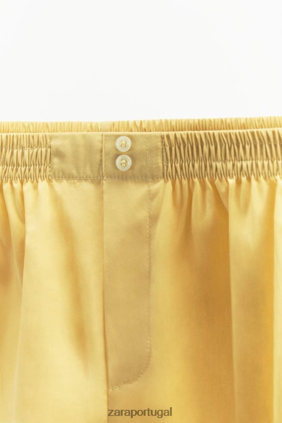 shorts de popeline lavados mulheres Zara baunilha Z2080L629 roupas