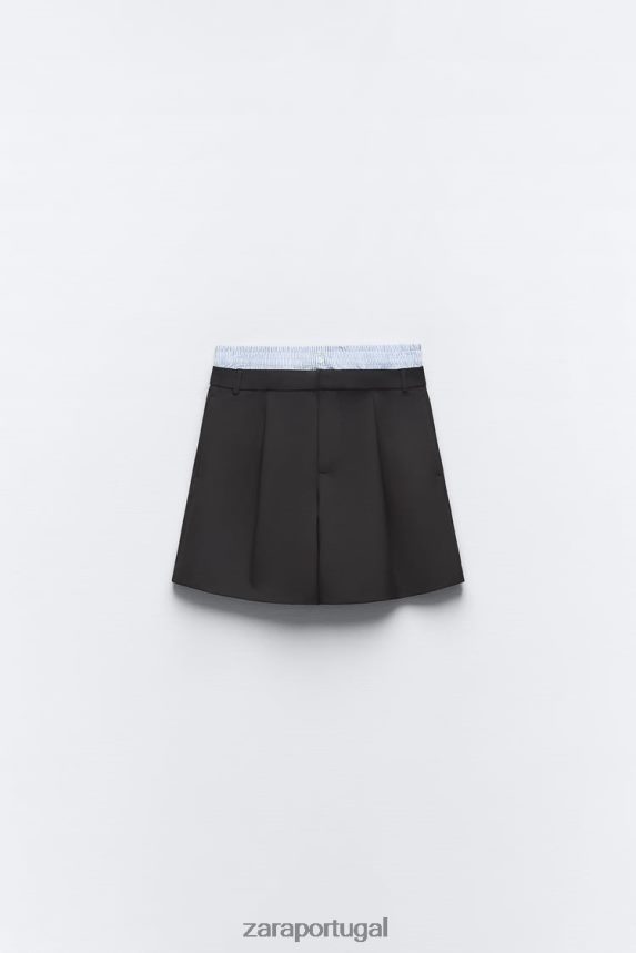 shorts de roupa íntima plissados mulheres Zara preto Z2080L543 roupas