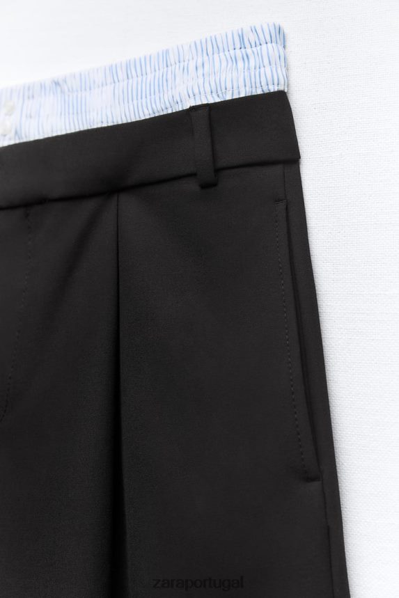 shorts de roupa íntima plissados mulheres Zara preto Z2080L543 roupas