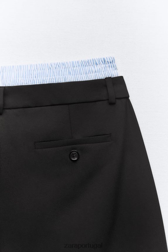 shorts de roupa íntima plissados mulheres Zara preto Z2080L543 roupas
