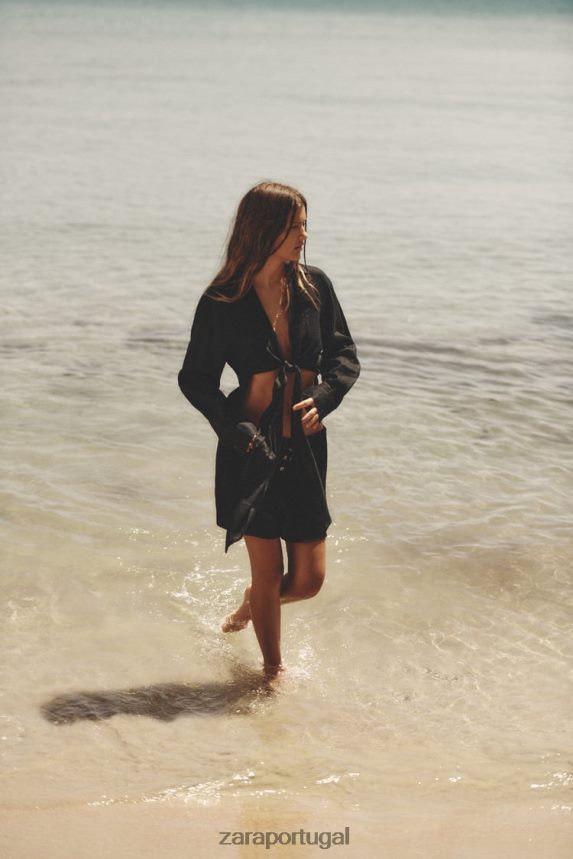 shorts estruturados mulheres Zara preto Z2080L621 roupas