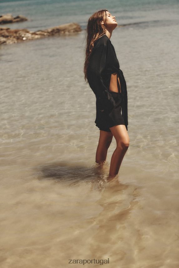 shorts estruturados mulheres Zara preto Z2080L621 roupas