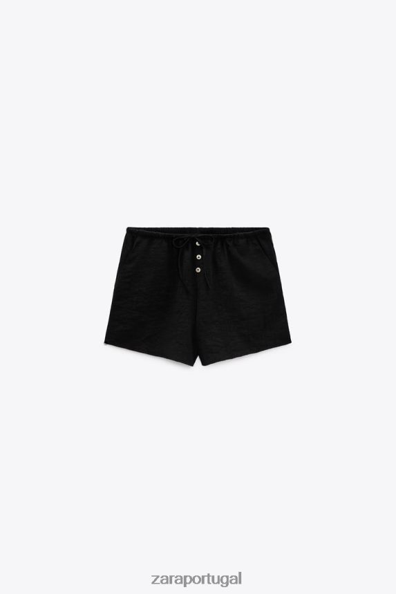 shorts estruturados mulheres Zara preto Z2080L621 roupas