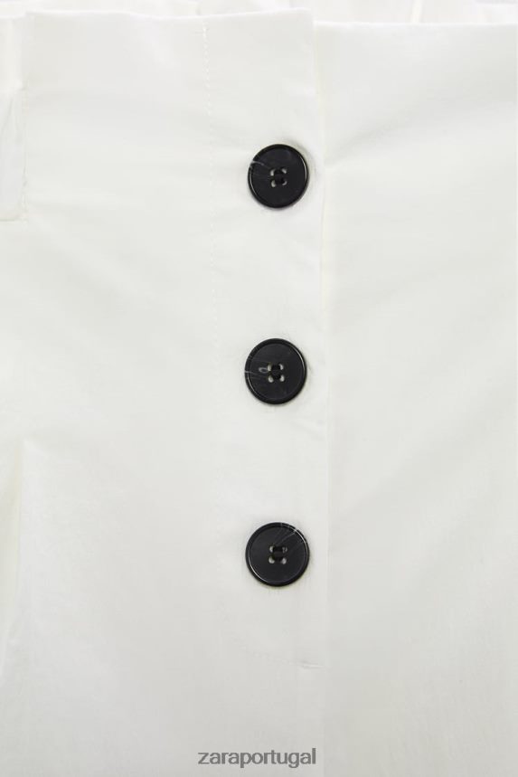 shorts paperbag com bainha dobrada mulheres Zara branco Z2080L566 roupas