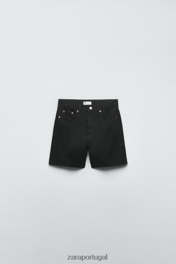 shorts trf regular fit de cintura média mulheres Zara preto Z2080L551 roupas