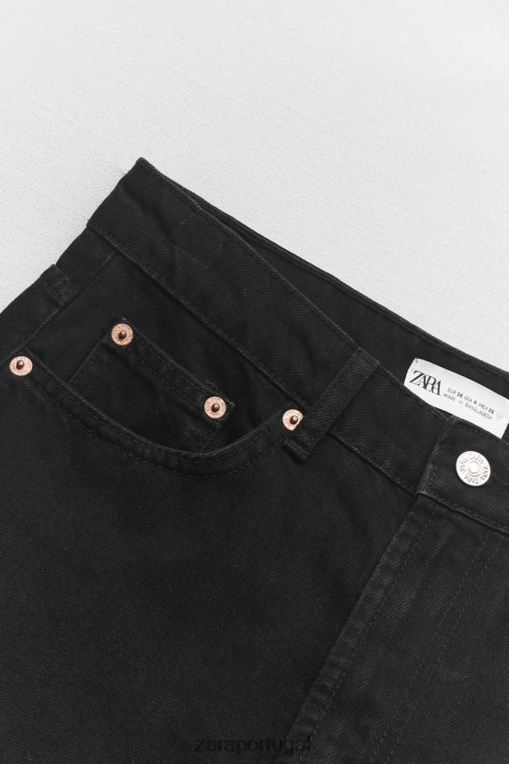 shorts trf regular fit de cintura média mulheres Zara preto Z2080L551 roupas