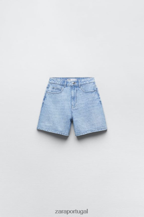 z1975 shorts mom fit de cintura alta mulheres Zara azul claro Z2080L592 roupas