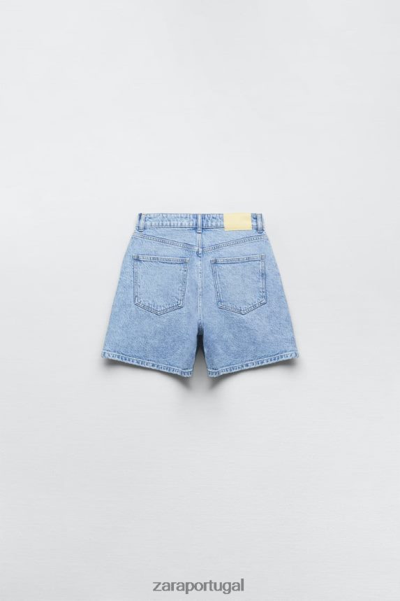 z1975 shorts mom fit de cintura alta mulheres Zara azul claro Z2080L592 roupas
