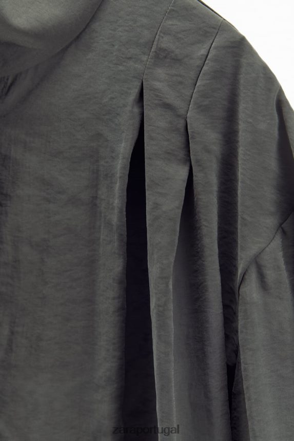 camiseta plissada mulheres Zara cinza Z2080L922 roupas