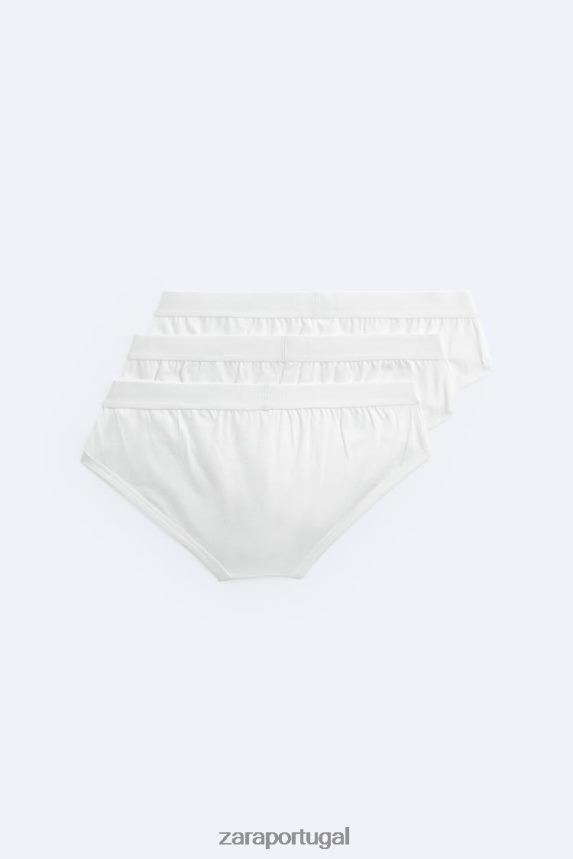 3 pacotes de cuecas básicas mulheres Zara branco Z2080L1432 roupas