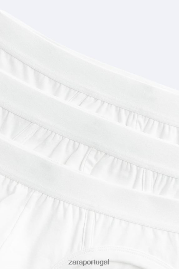 3 pacotes de cuecas básicas mulheres Zara branco Z2080L1432 roupas