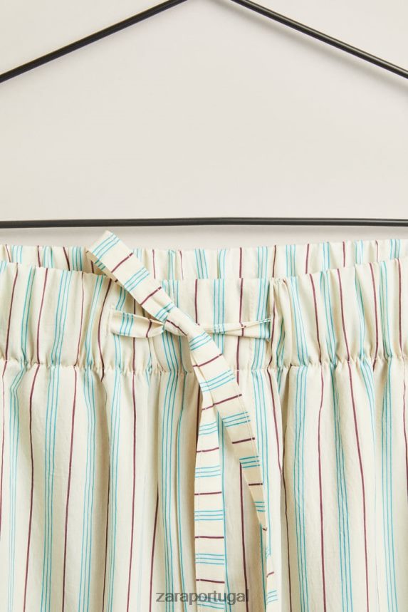 calças com listras finas mulheres Zara baunilha Z2080L1798 roupas