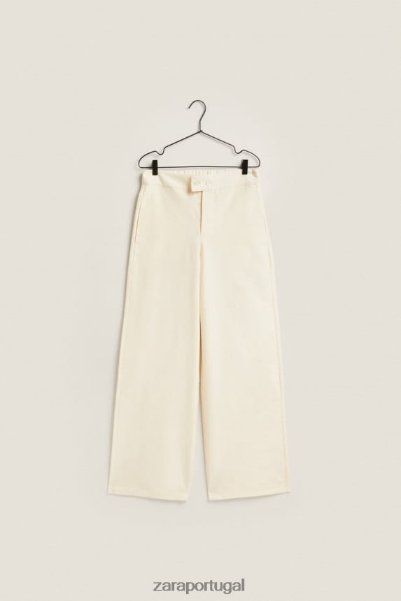 calças de cor sólida mulheres Zara baunilha Z2080L1803 roupas