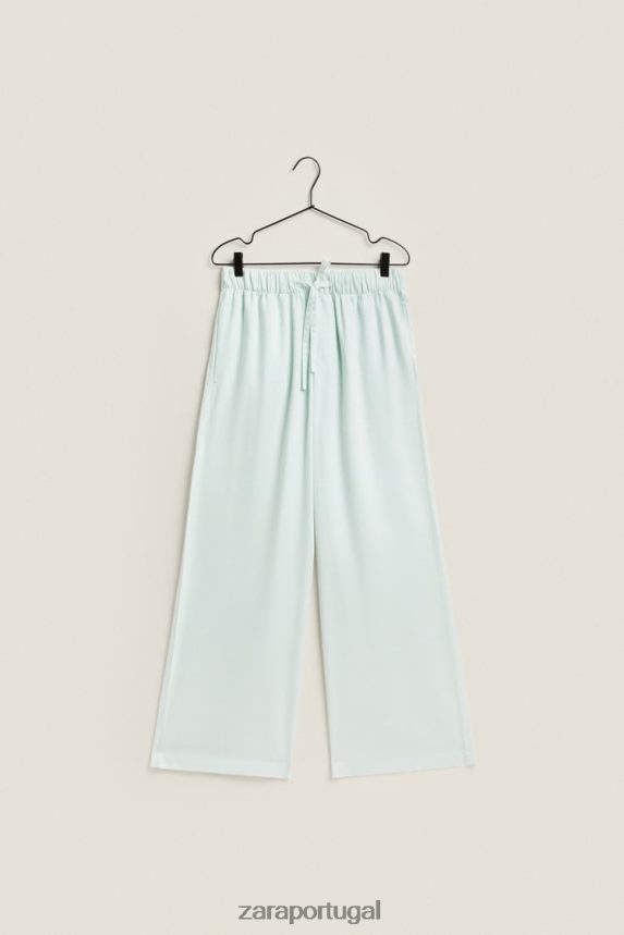calças de cor sólida mulheres Zara luz verde Z2080L1800 roupas