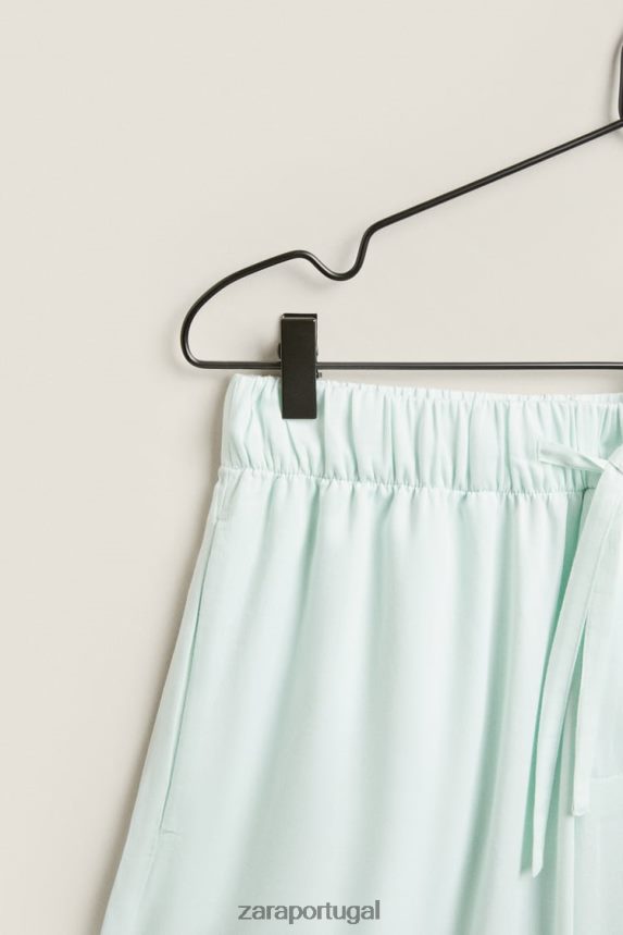 calças de cor sólida mulheres Zara luz verde Z2080L1800 roupas