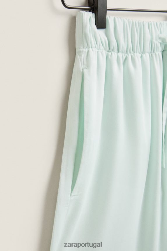 calças de cor sólida mulheres Zara luz verde Z2080L1800 roupas