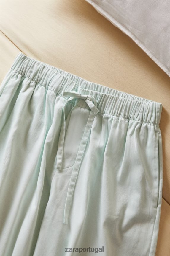 calças de cor sólida mulheres Zara luz verde Z2080L1800 roupas