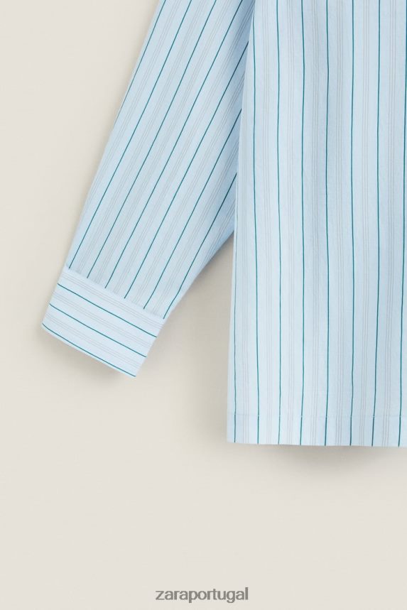 camisa com listras finas mulheres Zara azul Z2080L1795 roupas