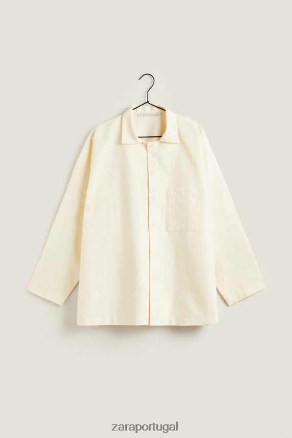 camisa de cor sólida mulheres Zara baunilha Z2080L1802 roupas