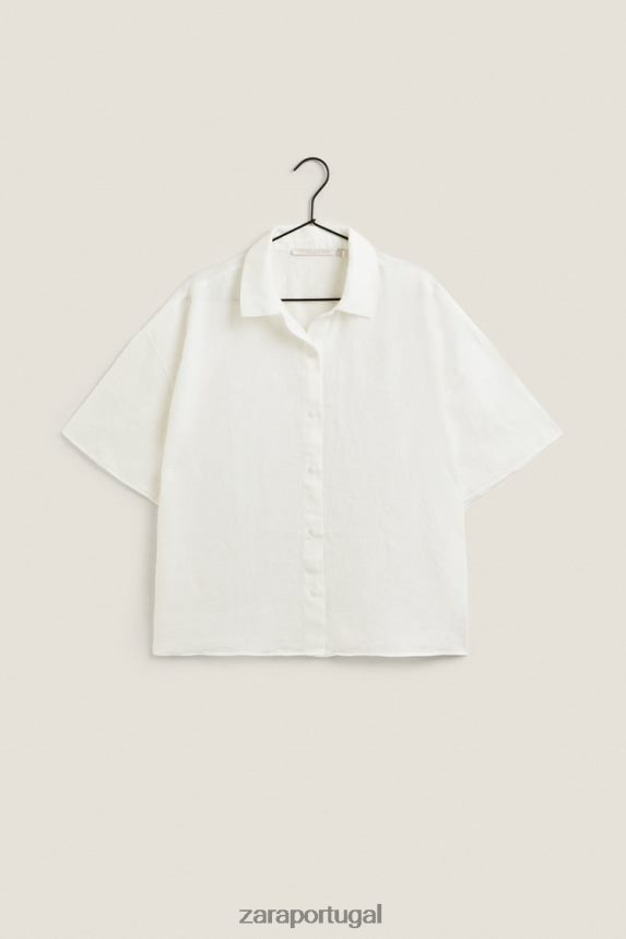 camisa de linho mulheres Zara cru Z2080L1814 roupas