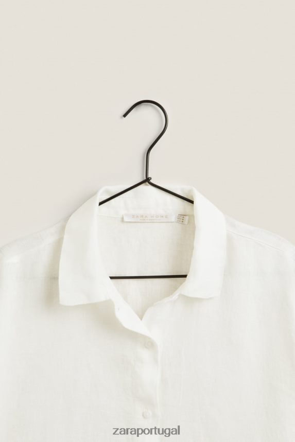 camisa de linho mulheres Zara cru Z2080L1814 roupas